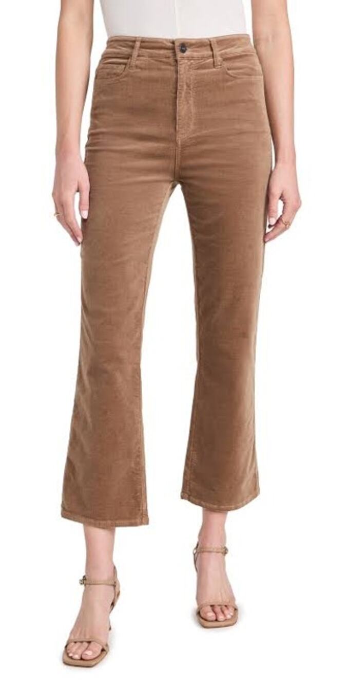 PAIGE Courtney High Rise Ankle Flare Corduroy Pants 26 Burnt Sugar Brown
